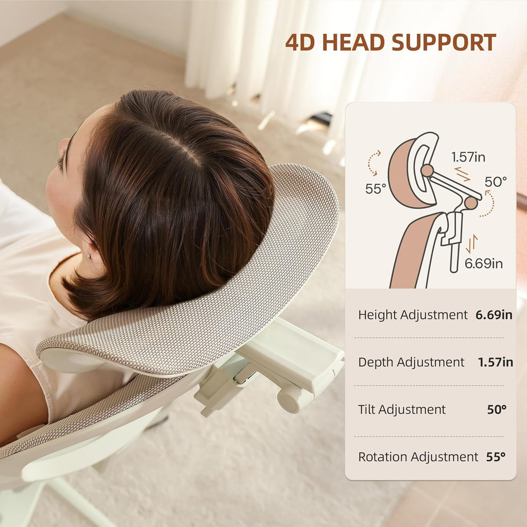 CabLady S2 Petite Office Chair for Women & Small Frames - 330lb Capacity, 4D Adjustable Lumbar/Headrest, Flip-Up Arms & Footrest, Ergonomic Desk Chair