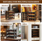 TQVAI Small Wine Racks 12 Bottle Countertop 3 Tier Wine Holder Bottle Storage Stackable Wine Racks Free Standing, Antique Brown