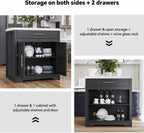 Kitchen Island with Extendable Dining Table for 4-6, Farmhouse Rolling Mobile Center Islands with Storage, Wine Glass Rack, Charging Station, 2 Drawers 2 Side Open Shelves, White marble-patterned
