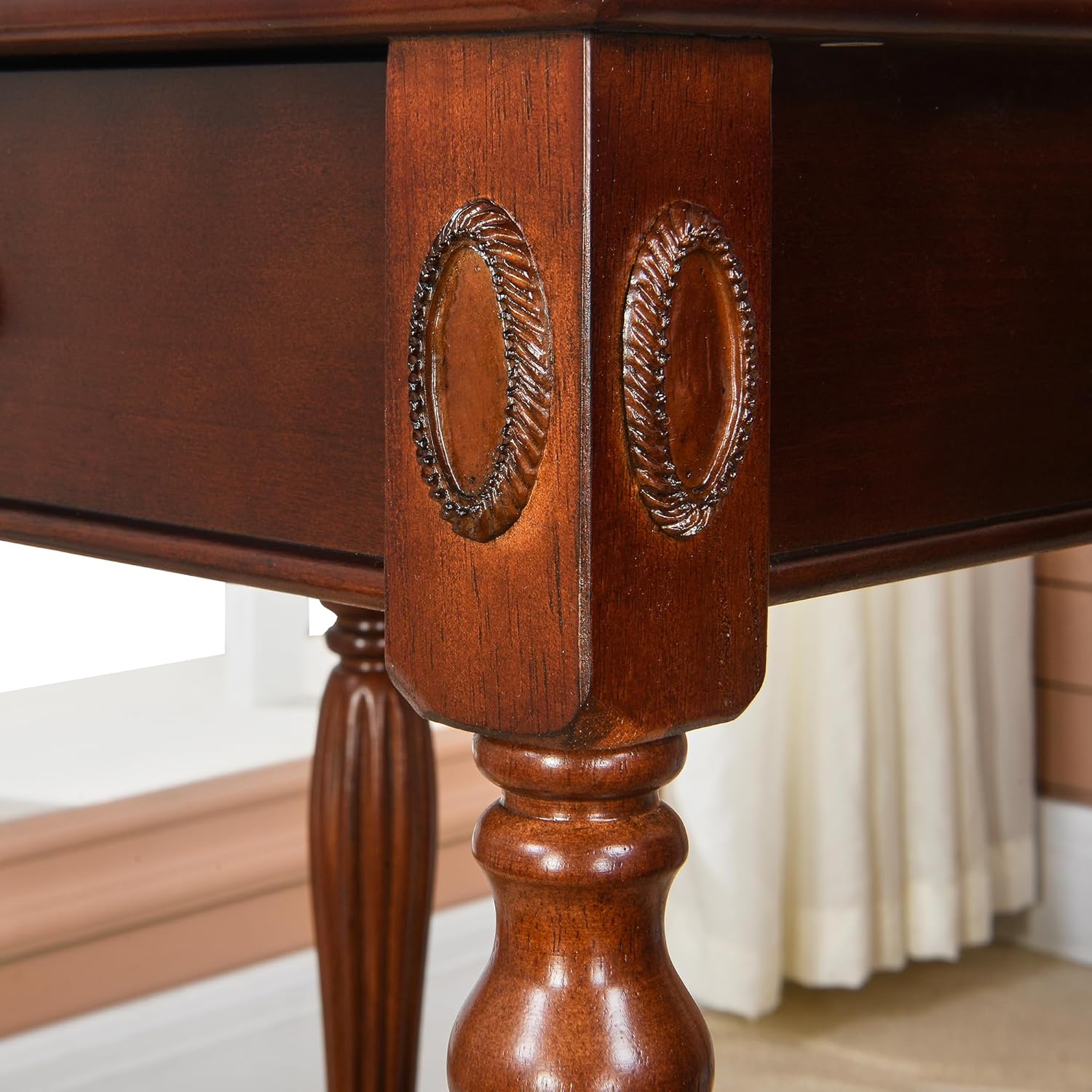 Narrow End Side Table with Drawer and Storage Shelf Set of 2, Sofa Beside Table,No-Tools Assembly Antique Wood Nightstand for Living Room,Small Space, 27.6”H x 19.7”L x 15.7”W Cherry Walnut GBJ1533WD