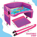 Kids Travel Tray - Waterproof Lap Table with No-Drop Large Tablet Holder - Car Seat Tray - Road Trip Essentials Kids - Car Desk Organizer for Airplane - Toddler Travel Essentials (Pink)