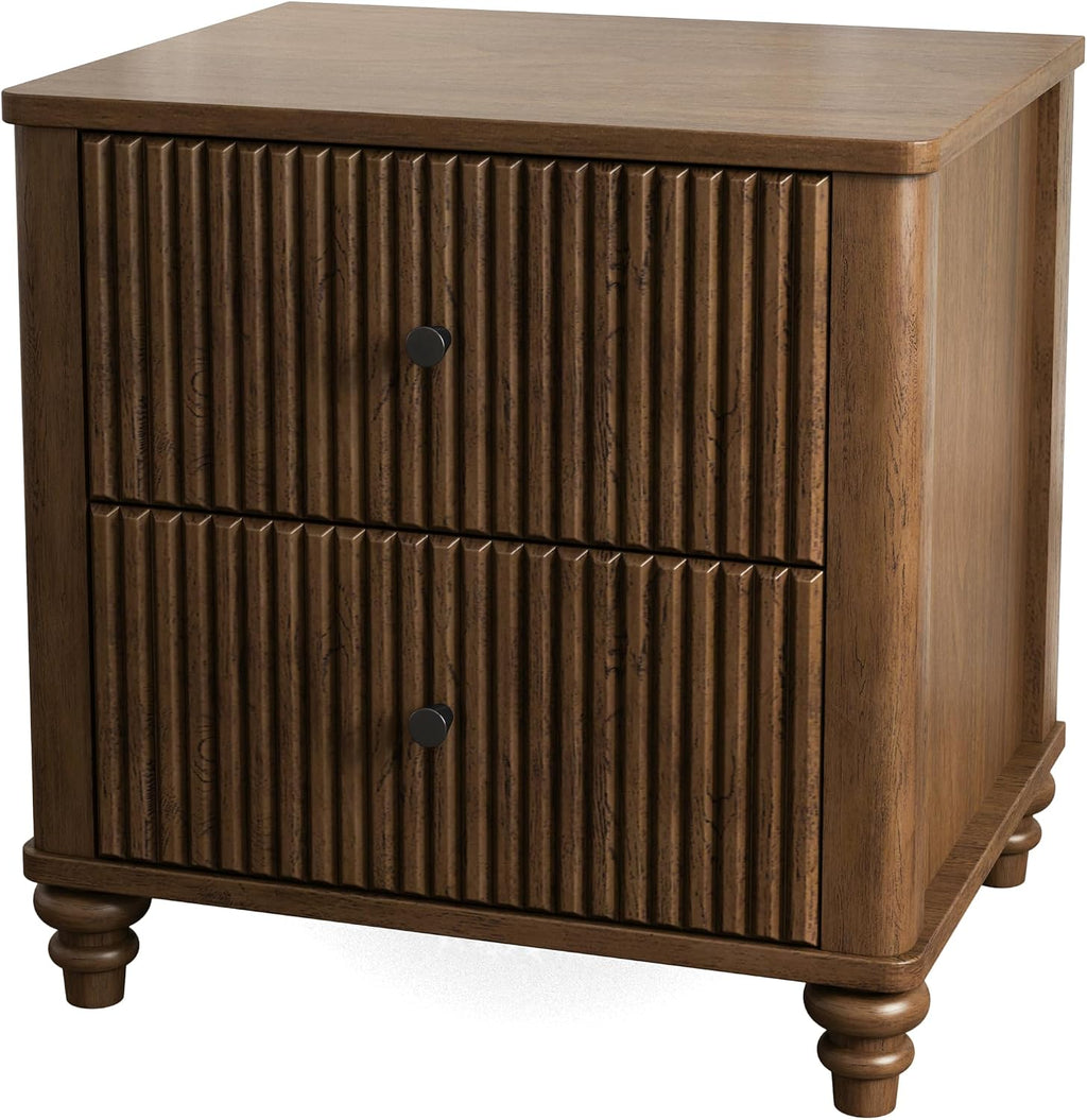 Nightstand with 3 Drawers, Wood Bedside Table Night Stand, Wide Sofa Side End Table 3 Drawers Chest of Dresser for Living Room, Bedroom
