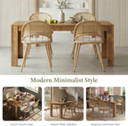 STHOUYN Farmhouse Wood Dining Room Table Set with 4 Upholstered Chairs, Rectangular Kitchen Table and Chairs Set of 6, 4 Seater Restaurant (71" Brown Table + 4 White Chairs)