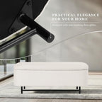 HomePop 46" Ellipse Storage Bench with Metal Legs - Cream Boucle