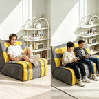 Kids Sofa Chair, Superhero-Inspired Gaming Lounge Seat with High-Density Foam, A Soft Fabric Modular Chair for Playroom, Bedroom, Reading Corner, Grey with Yellow Accents