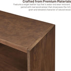 Vegan Leather Top Nightstand or End Table with Two Drawers and Open Shelf, Modern Plinth Base for Bedroom Living Room or Entryway