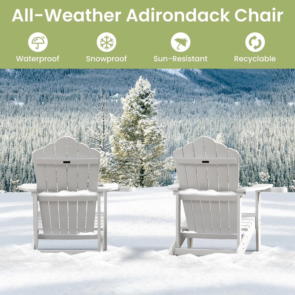 ORALNER Outdoor Adirondack Chair with Cup Holder, Plastic Resin Outdoor Deck Chair, 380 LBS Capacity, for Patio, Backyard, Porch, Balcony, Poolside, Garden, Lawn, Firepit (4, White)