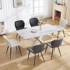 Dining Chairs Set of 4, Comfy Modern Dining Chairs with Thick Cushions, Upholstered Fabric Kitchen Side Chairs with Adjustable Metal Legs for Dining Room (Dark Grey)