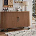 HUAHUU Sideboard Buffet Cabinet with Storage, 54.3" Storage Cabinet with Sliding Door & Adjustable Shelf, Mid Century Modern Coffee Bar Console Table for Kitchen, Entryway, Walnut