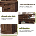 55inch Farmhouse Executive Desk with 2 Drawers and File Cabinet, Computer Desk with 3-Tier Storage Shelves, Home Office Desk with Charging Station, Pegboard and Monitor Shelf, Brown