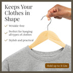 Wooden Hangers 20 Pack – Heavy Duty Wood Coat Hangers with Non-Slip Pant Bar & 360° Swivel Hook, Smooth Finish Clothes Hangers for Closet, Shirts, Suits, Jackets, Dresses & Pants – Natural Wood