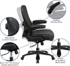 Flash Furniture Big & Tall Swivel Office and Gaming Chair with LeatherSoft Seat, Mesh Office Chair with Flip-Up Armrests and Adjustable Height, Black