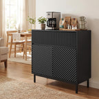 Giantex Buffet Cabinet with Storage, 32" Wide Coffee Bar Console Table with 2 Doors and 1 Drawer, Sideboard Credenza, Modern Fluted Storage Cabinet for Kitchen, Dining Room, Living Room (1)
