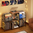 3IngSeagulls Record Player Stand with Vinyl Storage, Record Storage for 350+ Albums, Tuntable Stand with Record Holder for Living Room, Record Holder Vinyl Display Shelf
