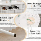 VECELO 3-Piece Dining Table Set for Kitchen Breakfast Nook, Faux Marbled Oval Tabletop and Metal Frame with Built-in Wine Rack, for Small Spaces, White