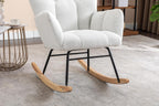 Adulto Teddy Fabric Rocking Chair Outdoor Indoor, Wooden Rocking Chair,A1 | Soft teddy fabric rocking chair with sturdy wooden frame, metal base, and floor protection. Ideal for indoor nursery, li