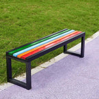 Colorful Outdoor Bench with Solid Wood seat and Metal Frame, Capable of Supporting 400kg, Suitable for Streets, Parks, and courtyards C 150cm