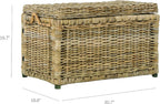 happimess Jacob 30.7" Collapsible Wicker Storage Trunk, Natural | Hand-Woven Rattan, Removable Lid and Liner, Coastal Style, Folds Flat, Entryway Toy Chest, Mango Wood, Iron Frame