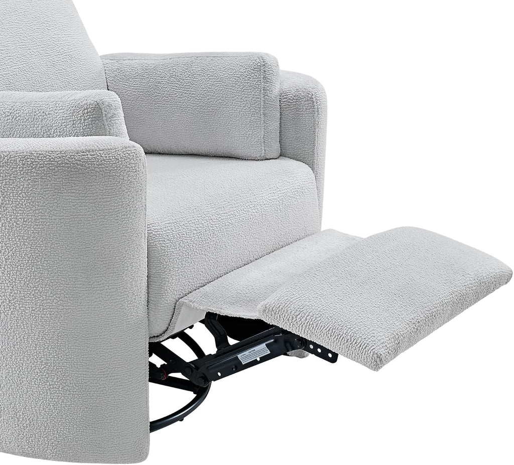 Soho Baby Nottingham Upholstered Glider Recliner Rocking Chair 360° Swivel for Nursery and Living Roomr, Plush Gray