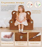 Foryoomi Kids Couch, 2-in-1 Soft Toddler Couch Fold Out with Blanket, Chair Comfy, Foldable Convertible Plush Sofa, Gifts for Kids Girl Boys, Bear