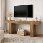 Epecoya 86.77-Inch Extra Long Console Table, Wood Entryway Table, Large Farmhouse Sofa Table Behind Couch for Living Room Hallway, Natural Oak Brown