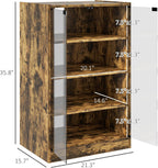 Retro Media Cabinet with 4-Tier Stereo, Modern Audio Video Media Stand with Adjustable Shelves,for Kitchen Home