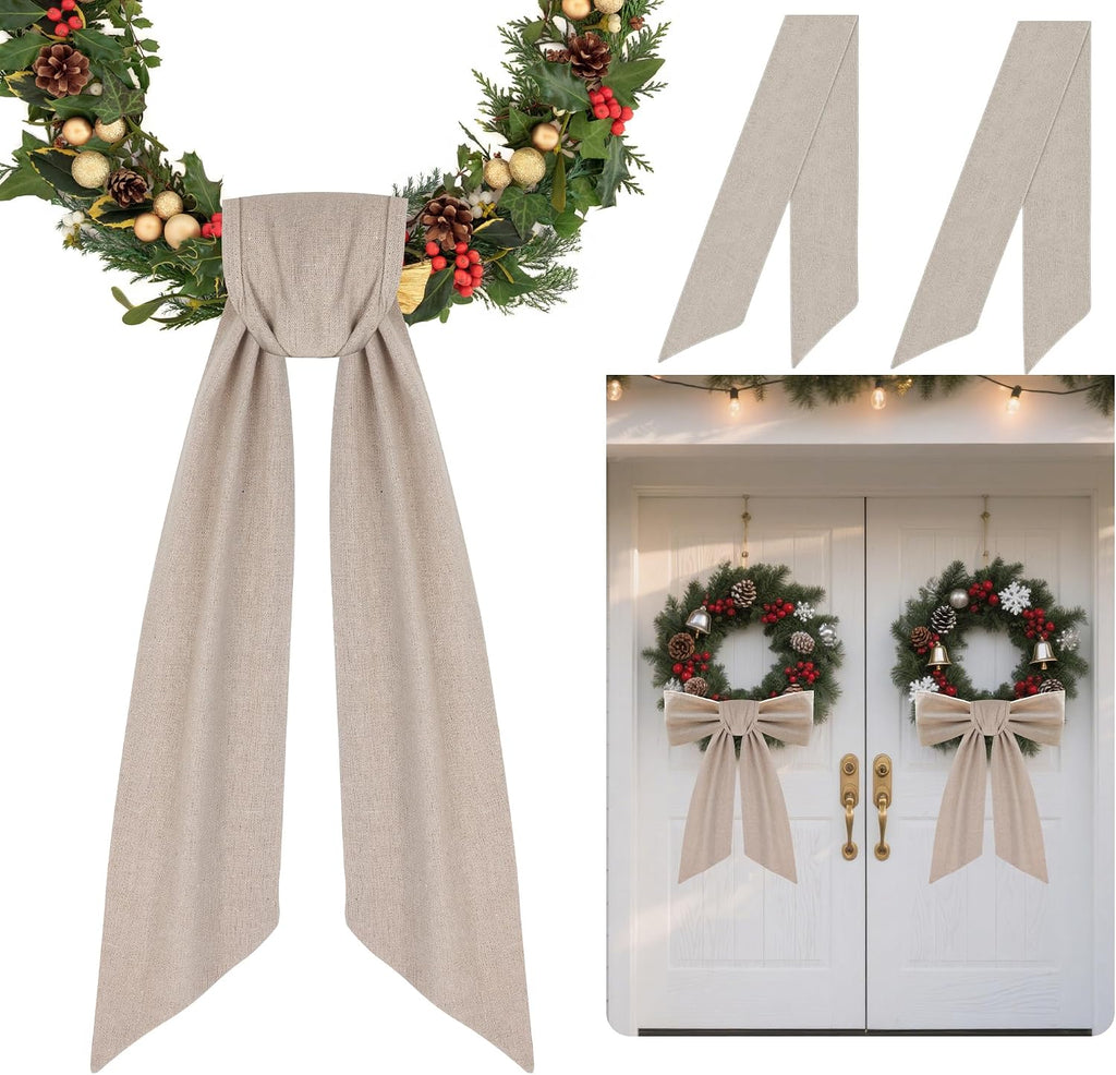 2 Pack Front Door Wreath Blank Sash, Larbeti Burlap Wreath Sashes with 4.7" W×56.7" L, Garland Sash Fit for Farmhouse, Wedding, Holiday to Indoor & Outdoor Decorative, for DIY Embroidery Letter