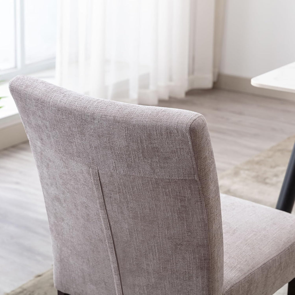 Watson & Whitely Upholstered Dining Chairs Set of 4, Fabric Armless Dining Room Chairs with Solid Wood Legs & Back Side Chair for Kitchen, Living Room, Restaurant, Gray