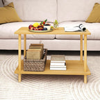 Funecy 2-Tier End Table, Sofa Side Table with Storage, Narrow Side Table, Bedside Table for Bedroom，for Living Room and Small Space (Natural)