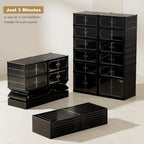 6 Tiers 12 Pairs Foldable Shoe Rack Storage Cabinet, Suitable for Closet Entryway, Collapsible Shoe Storage Organizer Cabinet with Magnetic Door，Easy Assembly (Black, 13.7x17.3x47.2)