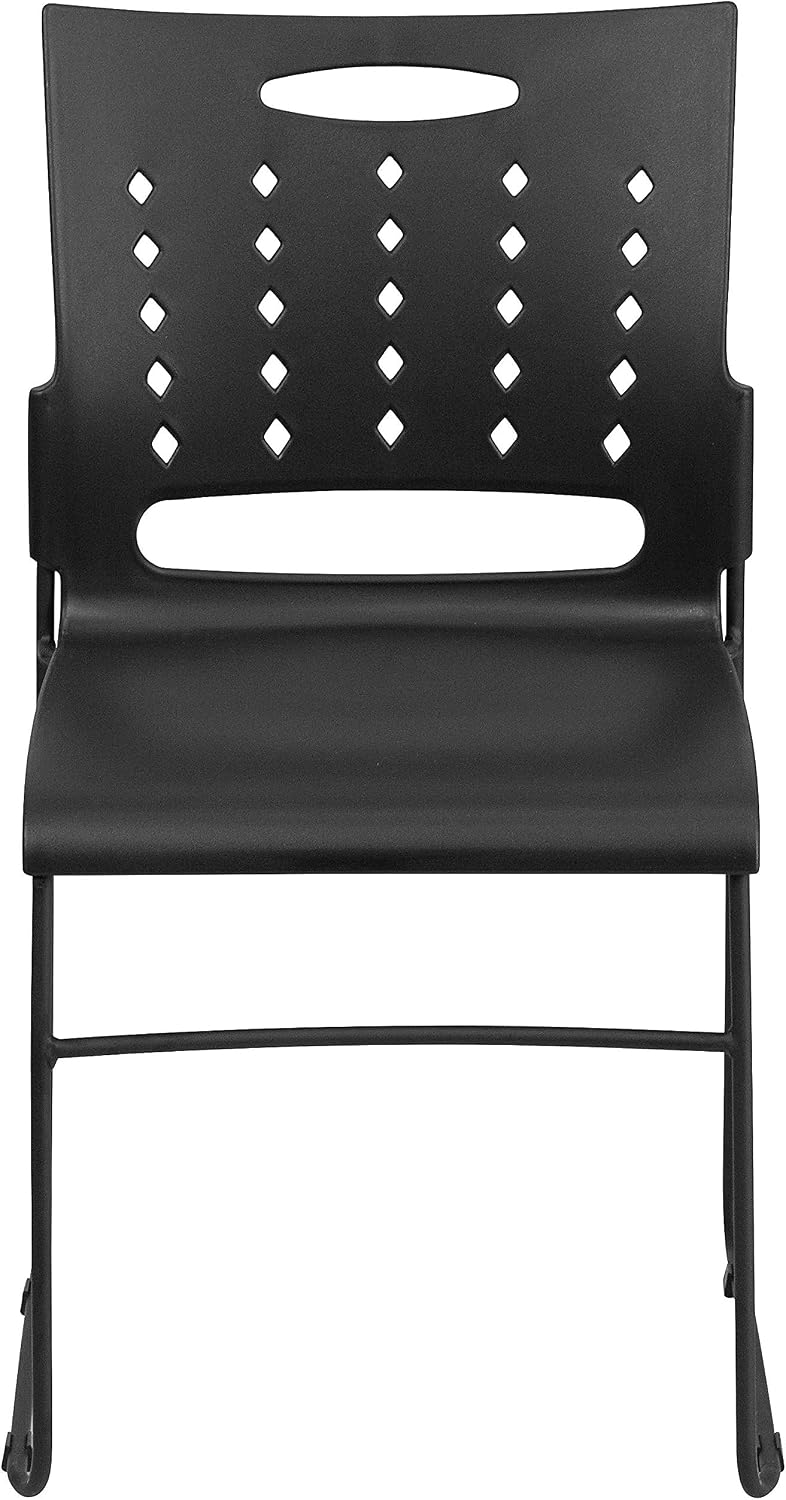 Flash Furniture HERCULES Series 881 lb. Capacity Black Sled Base Stack Chair with Air-Vent Back