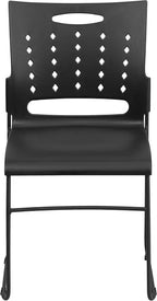 Flash Furniture HERCULES Series 881 lb. Capacity Black Sled Base Stack Chair with Air-Vent Back