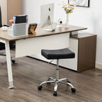 FIRAVOE Office Stool with Wheels (300lbs Capacity) (Adjustable Height 17-21 inch) Black Faux Leather Workbench Stool (Black)