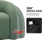 Boucle Swivel Accent Chair Set of 2, No Assembly Small Comfy Round Barrel Armchair for Living Room, Bedroom Reading Waiting Room-Green