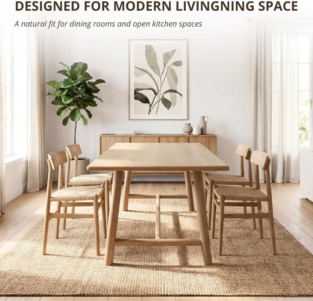 CIMOTA 69" Dining Table for 4-6, Wood Kitchen Table with Solid Wood Legs, Modern Farmhouse Dining Furniture for Dining Room, Living Room & Home Office, Natural Finish