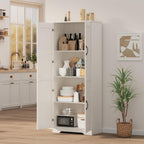 Garvee Tall Pantry Cabinet, 60" Kitchen Storage Cabinet with 2 Doors & Adjustable Shelves, Freestanding Wooden Cupboard for Bathroom，Dining Room, Living Room,White
