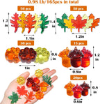 HADDIY Fall Vase Filler,165 Pcs Acrylic Pumpkin Leaves Acorn Gems Sensory Bin Fillers for Thanksgiving Centerpieces Table Decorations,Table Scatters,Preschool Counting and Thanksgiving Craft