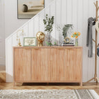 Fluted Sideboard Buffet Cabinet, 55" Large Storage Buffet Cabinet with 4 Doors and Adjustable Shelves, Modern Sideboard Console Table for Living Room,Entryway,Dinning Room,Kitchen-Grey