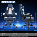 Gaming Chair with Footrest, Gaming Chair for Adults with Massage Lumbar Support, High Back Ergonomic Computer Chair, Breathable Fabric, Pocket Spring Cushion, 150°Reclining & Linkage Armrests, Blue