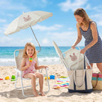 Kids Beach Chair with Umbrella, Foldable Toddler Lawn Chair with Sun Shade for Beach/Pool/Camping/Fishing, Bunny..