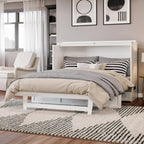 AFI, Northfield Murphy Bed Chest Queen with 6" Mattress, Storage Drawer & Built-in USB Charger, White