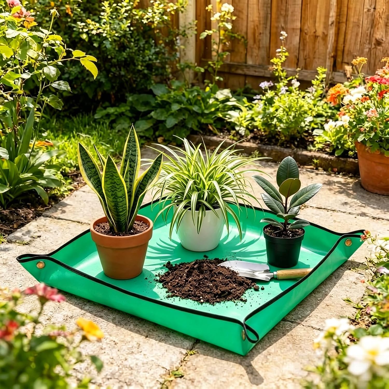 Repotting Mat,Waterproof Plastic Potting Mat,Gardening for Indoor Plant Transplanting,Dirt Control,Soil Change,Gift for Plant Lovers Green