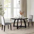 HULALA HOME 54 inch Round Dining Table for 6 People，Mid-Century Modern Solid Wood Circle Dinner Tables for Small Spaces Dining Room Living Room Kitchen, Black