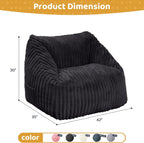 HABUTWAY Bean Bag Chair, Giant Bean Bag Chairs for Adults and Kids, Bean Bag Sofa, Lazy Floor Sofa, Faux Fur Beanbag Chair with Armrests for Living Room Bedroom (Black)