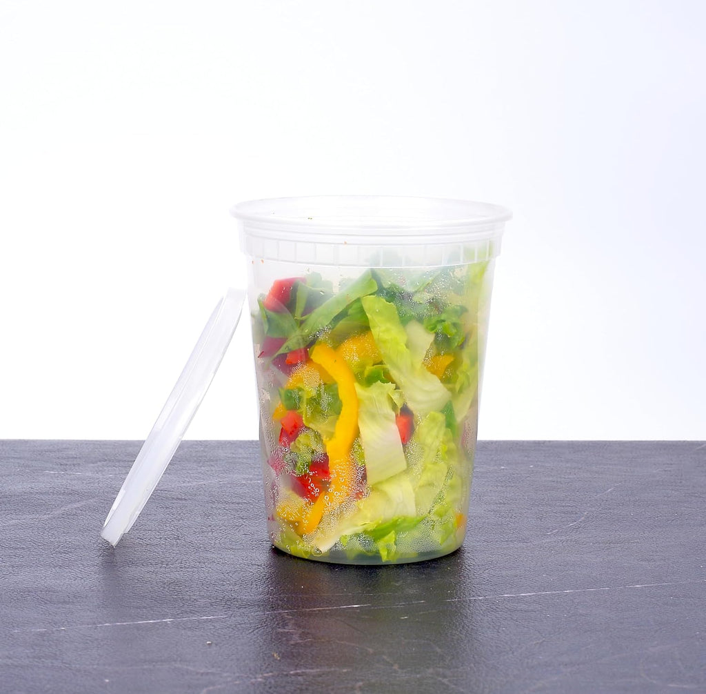 EDI [32 OZ, 40 Sets Plastic Deli Food Storage Containers with Airtight Lids | Microwave-, Freezer-, Dishwasher-Safe | BPA Free | Heavy-Duty | Meal Prep | Leakproof | Recyclable (Pack of 2)