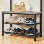 Yaheetech Coat Rack, Hall Tree with Shoe Bench, Entryway Shoe Storage with Coat Rack Stand, 9 Movable Hooks, Industrial Entryway Furniture, Gray