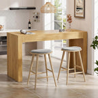 Miereirl 55” Bar Table，Long Bar Table with Oak Finish Tabletop，Modern Counter Height Pub Table, Rectangular Home Dining Bar Unit for 4-6 People, Kitchen, Living Room, Bar, Golden Oak