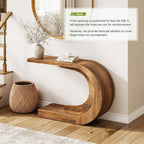 LITTLE TREE 43.3-Inch Farmhouse Console Table, 2-Tier C-Shaped Sofa Table Behind The Couch, Wooden Narrow Entryway Hallway Foyer Table for Living Room, Entrance, Rustic Brown