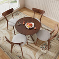 ERGOMASTER 5-Piece Dining Table Set for 4, 36" Kitchen Round Table with 4 Chairs, Rubber Wood Legs, Brown