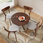 ERGOMASTER 5-Piece Dining Table Set for 4, 36" Kitchen Round Table with 4 Chairs, Rubber Wood Legs, Brown